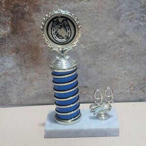 Vintage Horse Racing Horseshoe Trophy Sports Award White Marble Base